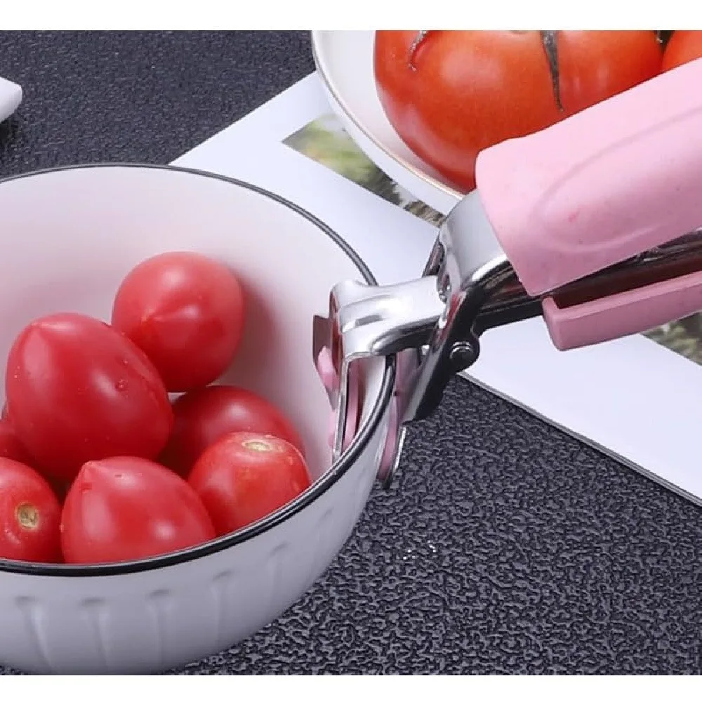 Multi-Functional Anti-Scald Bowl Plate Gripper Clip, Stainless Steel Heat Resistant Hot Dish Remover Tool, Non-Slip Silicone Kitchen Helper for Microwave, Oven, Steamer, 1 Count