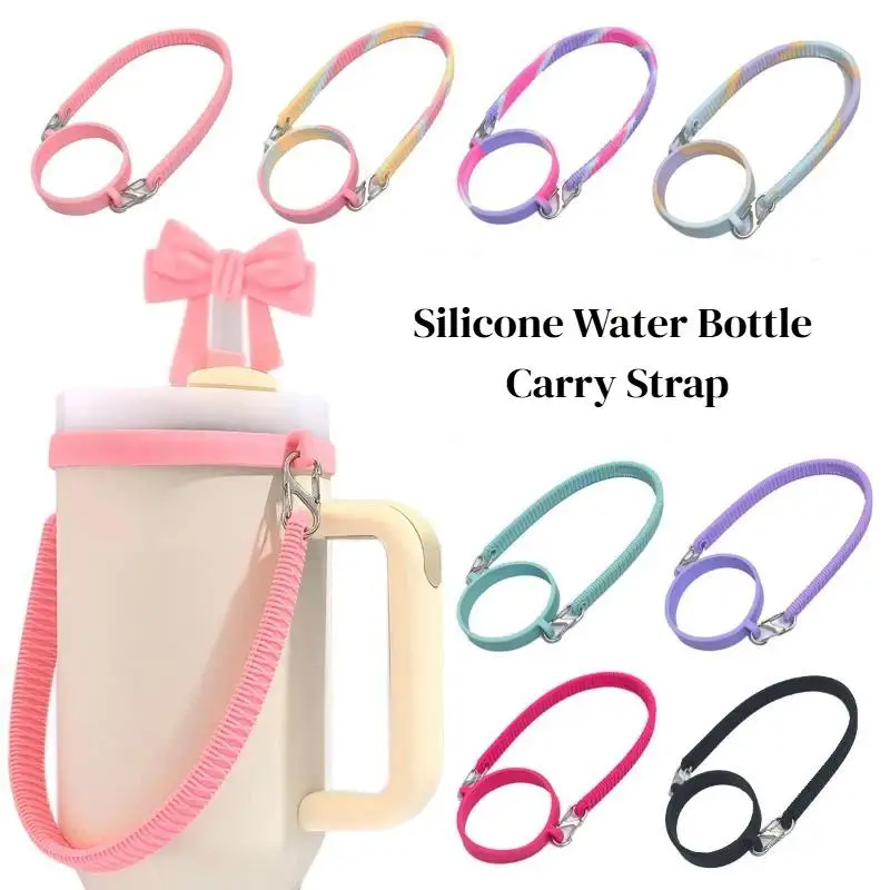 Soft Durable Silicone Water Bottle Handle Sling Carrier: 1Pcs Holder Strap Most 8-40oz Bottles Cup Accessories