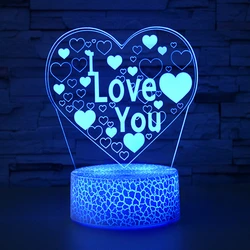 I Love You Heart Night Ligh LED 7 Colors Changing USB Bedside Lamp Valentine's Day Birthday Gift for Girlfriends Wife Lover