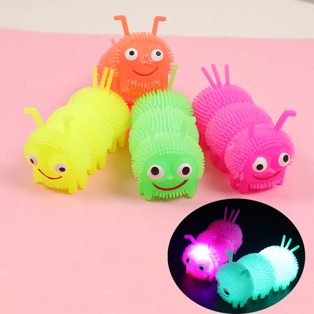 1Pcs LED Light Up Luminous Caterpillar Relieves Stress Juguetes Toys for Kids Birthday Baby Shower Party Favor THANKSGIVING Gift