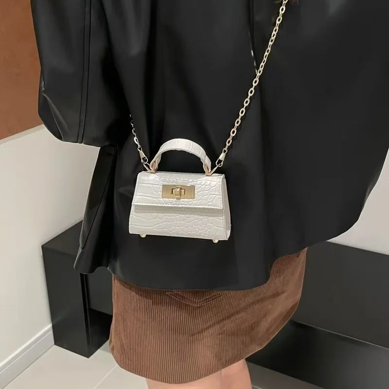 Bolso de mano pequeño y moderno con estampado en relieve para mujer, con cierre dorado, asa para llevar al hombro, correa desmontable y asa superior, un bolso bandolera adorable.