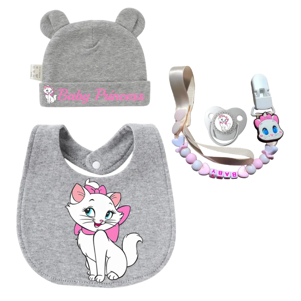 

[Set] Luxury Baby Cartoon Pacifier Baby Party Gift Newborn Feeding Silicone Pacifier Cute Baby Hat Baby Apron Baby Bib