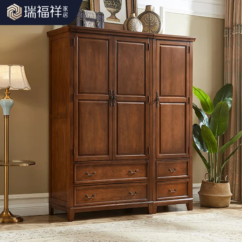 

CX simple American all-solid wood wardrobe household bedroom small apartment hanging wardrobe single door double door