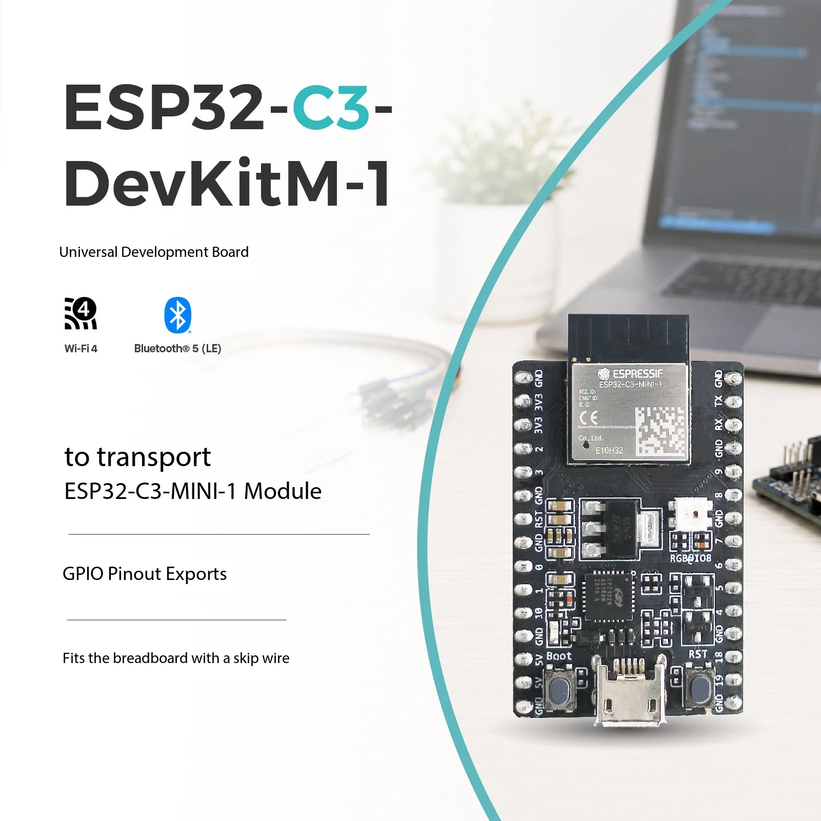 Espressif ESP32-C3-DevKitM-1 Mini Dev Board ESP32-C3-MINI-1 1U RISC-V 2.4G Wi-Fi BLE 4MB Breadboard Learning Lab