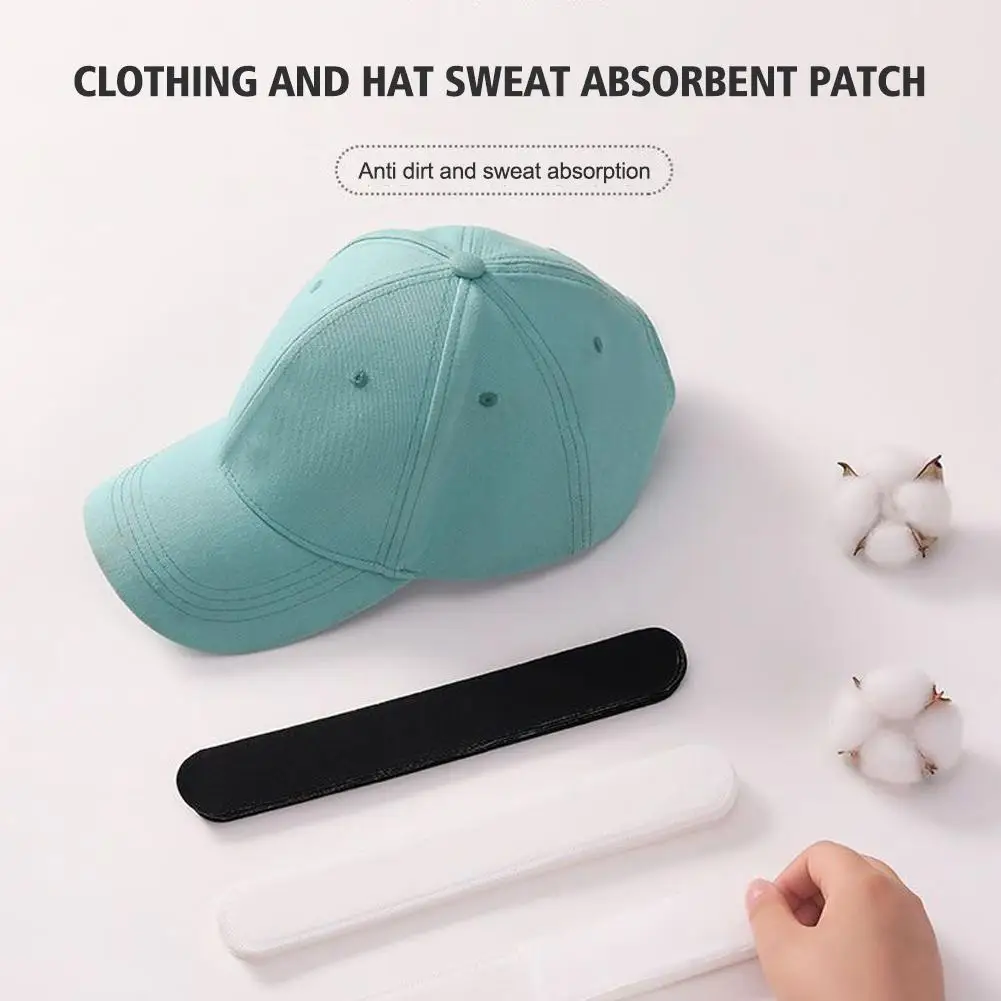 10 buah topi sekali pakai Liner menyerap kelembaban Sweatband strip peredam keringat pita perekat menyerap Visor Patch ukuran Ha F6A8