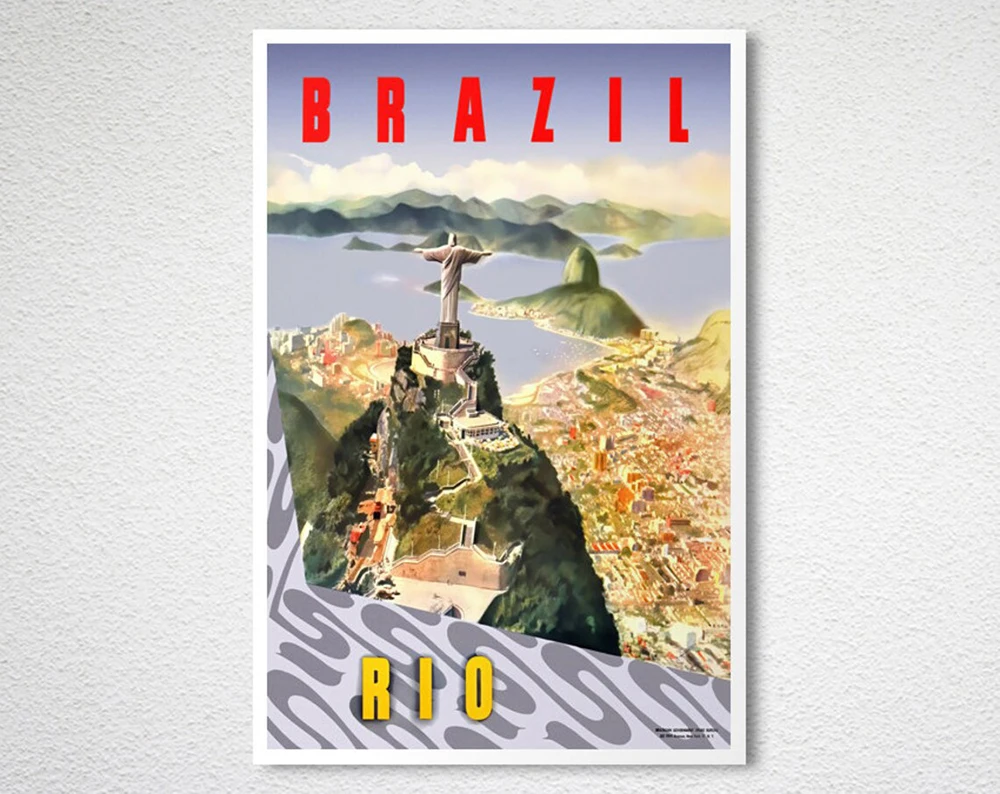 Brazil Rio Vintage Travel Poster - Poster Paper or Canvas Print / Gift Idea / Wall Decor