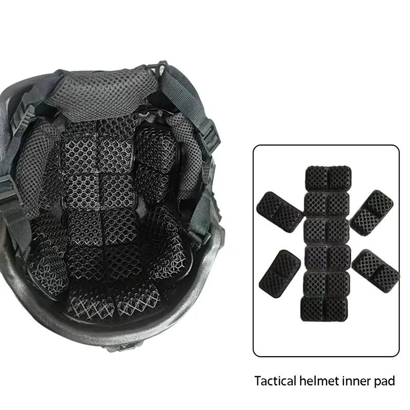 แผ่นรองเสื้อกั๊กยุทธวิธีลายตารางสามมิติ, แผ่นรองหมวกนิรภัย, แผ่นระบายอากาศ, ภายในที่นุ่มสบายสำหรับการฝึกซ้อมและล่าสัตว์ในช่วงฤดูร้อน