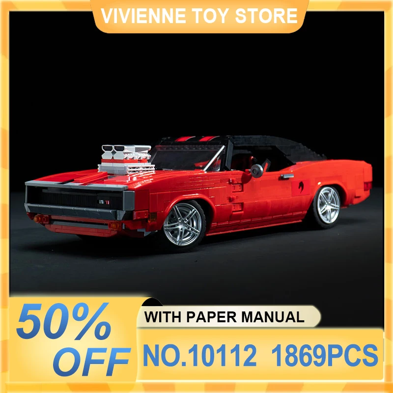 MOULD KING 10112 MOC Technical Super Red Charger Sports Car Building Blocks Bricks Puzzle Toys Christmas Brithday Gifts For Kids