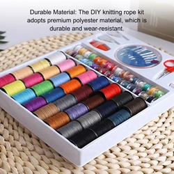 Sewing Thread Set 64 Color DIY Knitting Rope Woven Handicraft Thread Sewing Tool Kit Needle Box Color Random