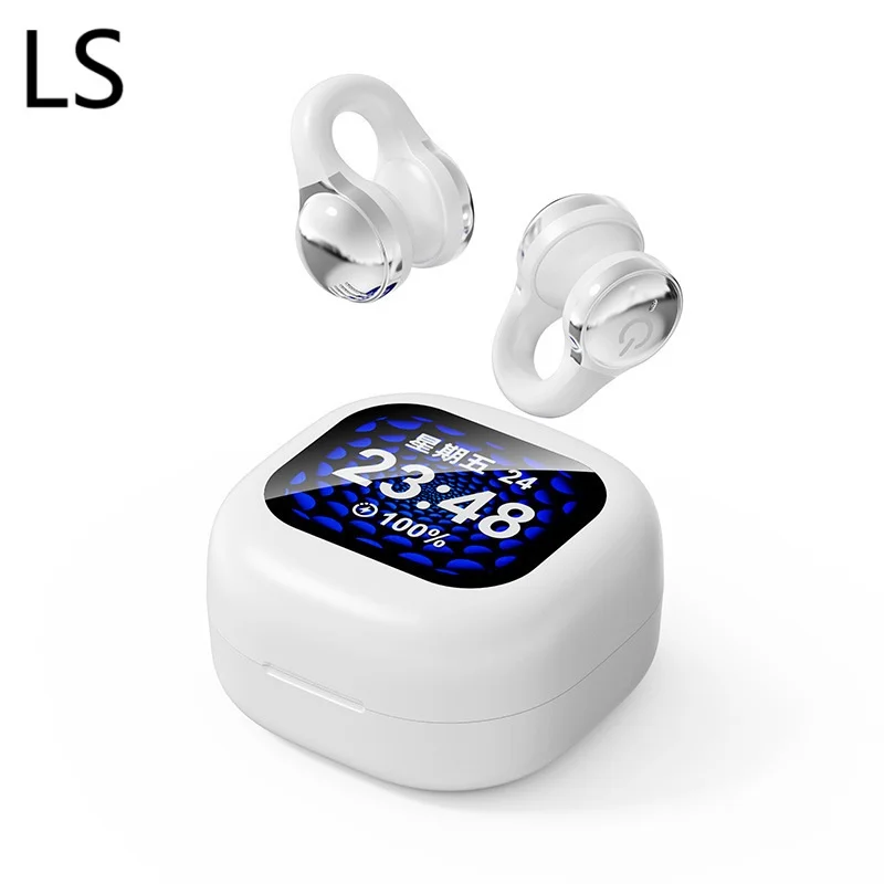 

LS X63 Earphones Wireless Bluetooth 5.4 OWS Ear Clip Type ANC ENC 35dB Hi-Fi 3D Audio Spatial 12mm Drivers Smart Screen Sport