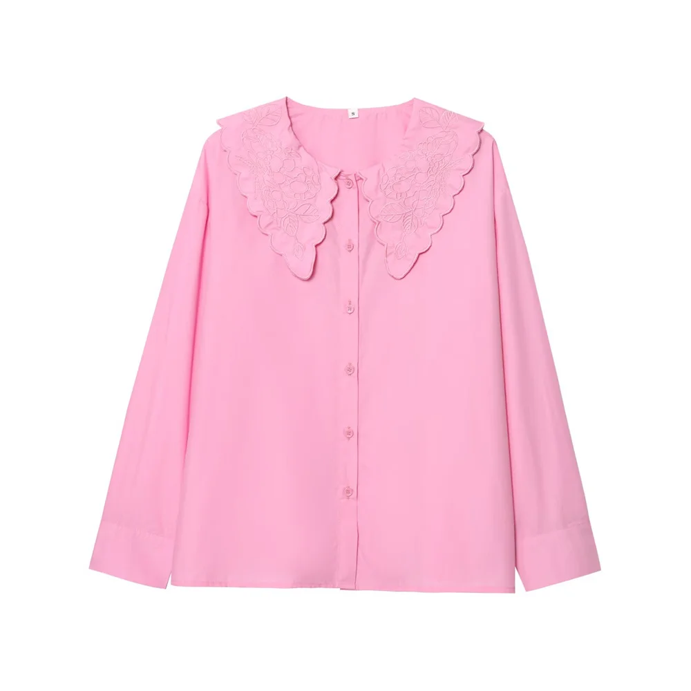 

UNIZERA women's embroidered loose long-sleeved shirt breasted with spring and summer new casual women's wear.