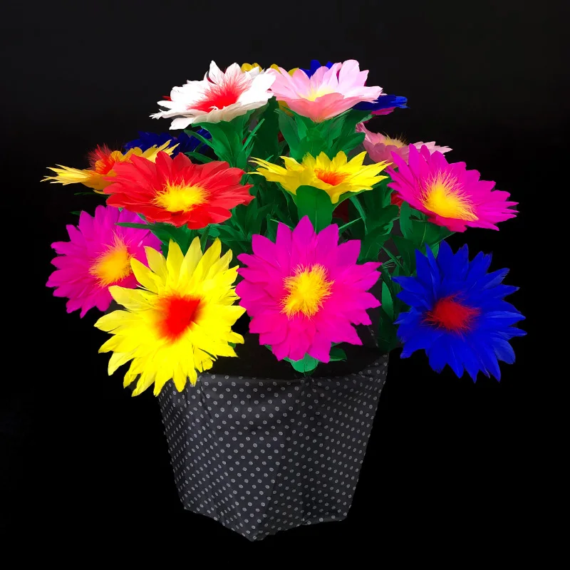 silk to Flower Pots flash to Feather flower pot Folding flower pot Colorful feather flower Stage Magic Tricks Gimmick