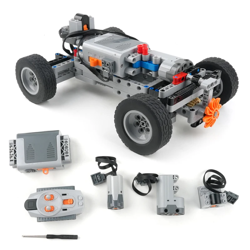 

4WD RC Car Chassis Electric Building Set with Motor Wheels Battery Box Receiver for MOC Technical Model Construction Toy