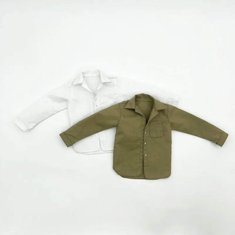 

1/6 Scale Male Fashion Shirt Models White and Khaki Coat Model for 12''Figures Bodies DIY Accessories