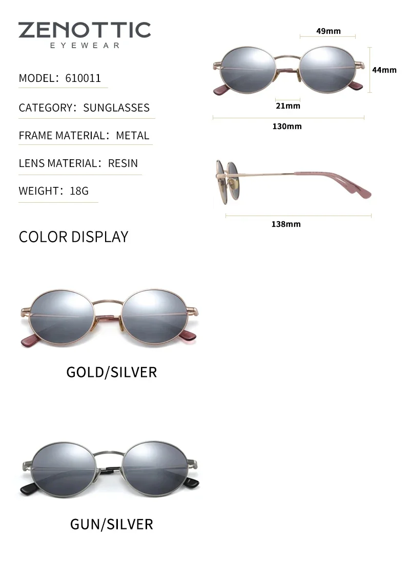 ZENOTTIC Runde polarisierte Sonnenbrille für Herren, Metallrahmen, UV400, Herren-Sonnenbrille, urbaner Stil, Allwetterschutz – Detail 3