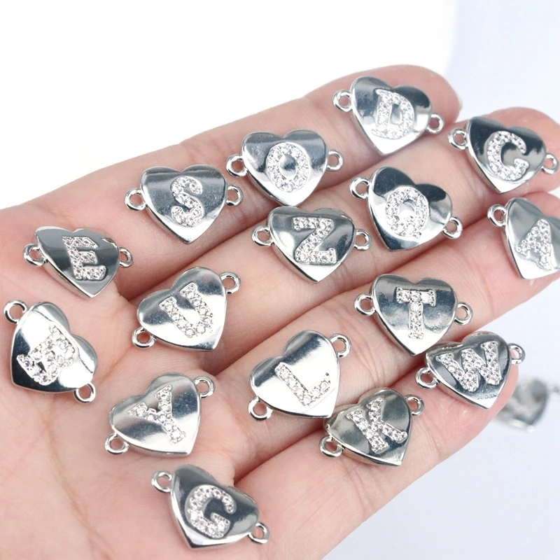 26Pcs/ Heart Initial Letter Necklaces For Women 18k Gold Plated  A-Z Alphabet Pendant Birthday Jewelry Gift