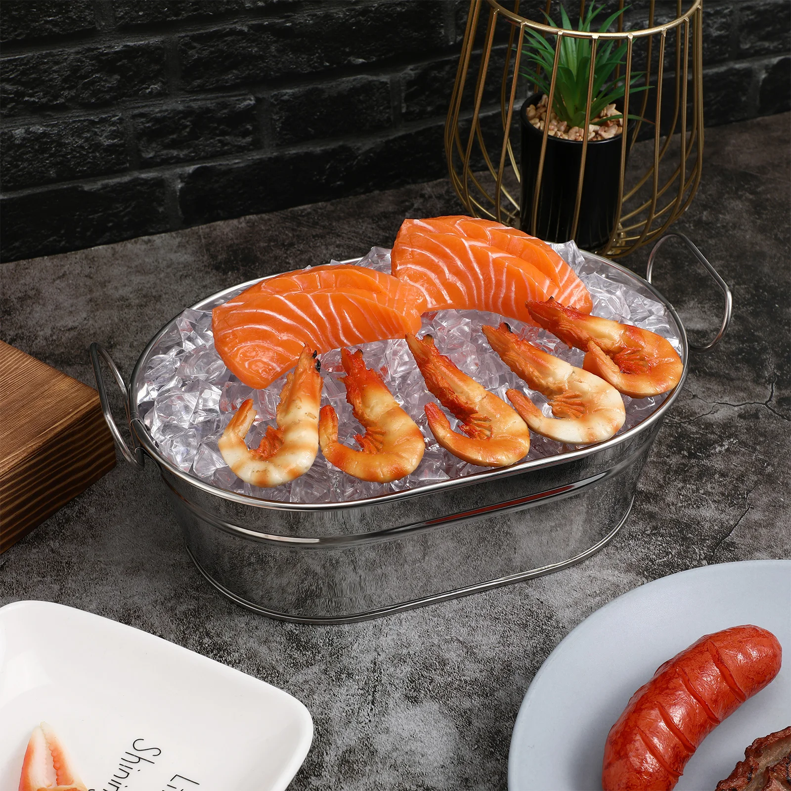 

Stainless Steel Seafood Bucket Tableware Large Capacity Anti-Rust Easy Clean Hotel Restaurant Home Use Storage Container