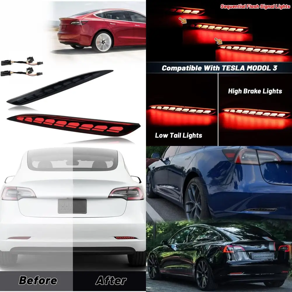 

3-in-1 Sequential Tail Light Kit for Tesla Model 3 2017-2022, Smoked Lens, Compatible with Standard, Long Range, Performance