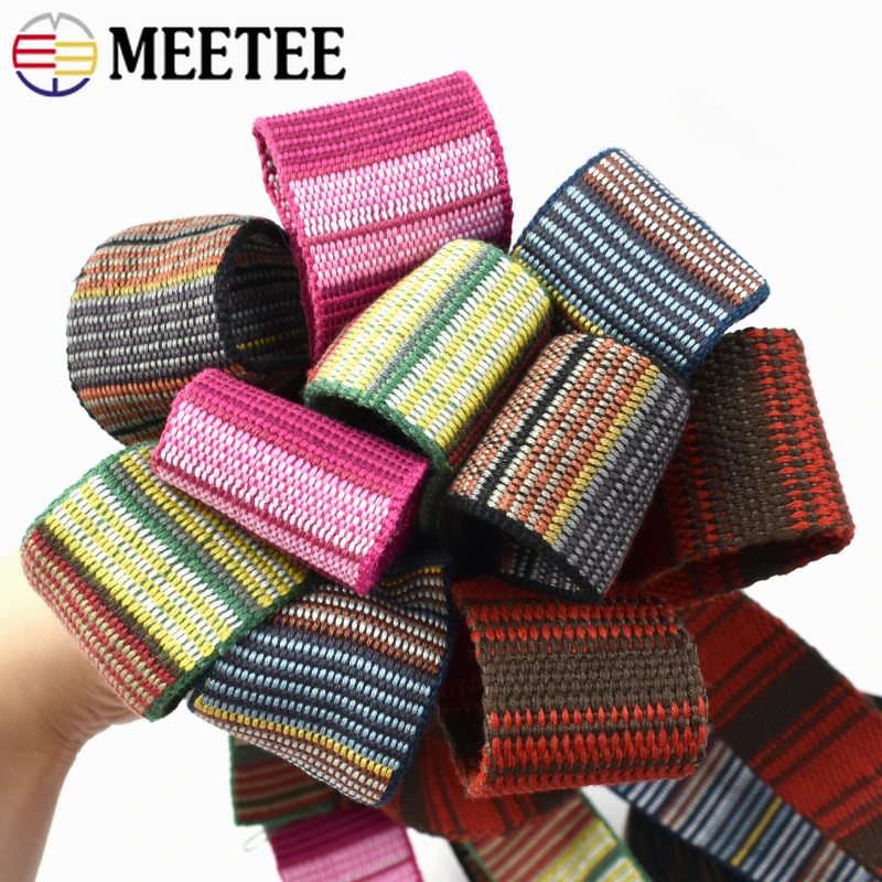 2/5/10Meters Meetee 38mm Ethnic Jacquard Webbing 2.5mm Thick Cotton Ribbon Band Strap Bag Shoes Sewing Bias Binding Accessories