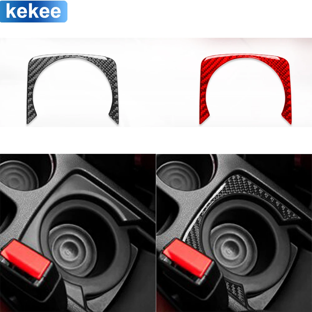 

For Ford Fiesta 2011-2019 Center Console Cup Holder Panel Trim Cover Real Carbon Fiber Sticker Car Interior Moulding Accessories