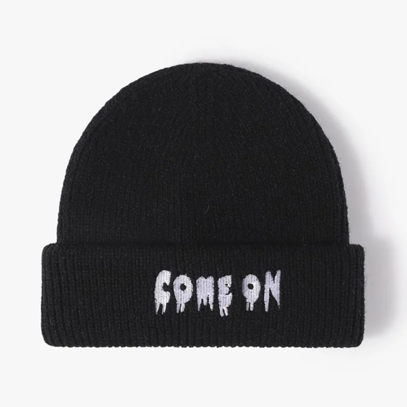 

Women Cashmere Knitted Women's Hat Outdoor Double Flanging Letter Embroidery Skullies & Beanies Winter Fashion Warm Caps For Men