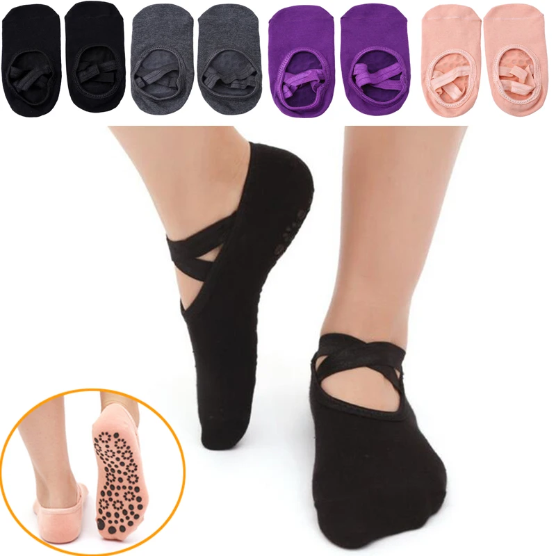 Women High Quality Bandage Yoga Socks Anti-Slip Quick-Dry Damping Pilates Ballet Socks Good Sticky Grip Cotton Ballet Dance