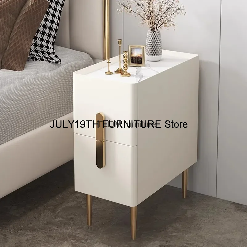 

White Minimalist Night Table Metal Nordic Modern Luxury Home Nightstands Drawers Storage Mesitas De Noche Furniture For Bedroom