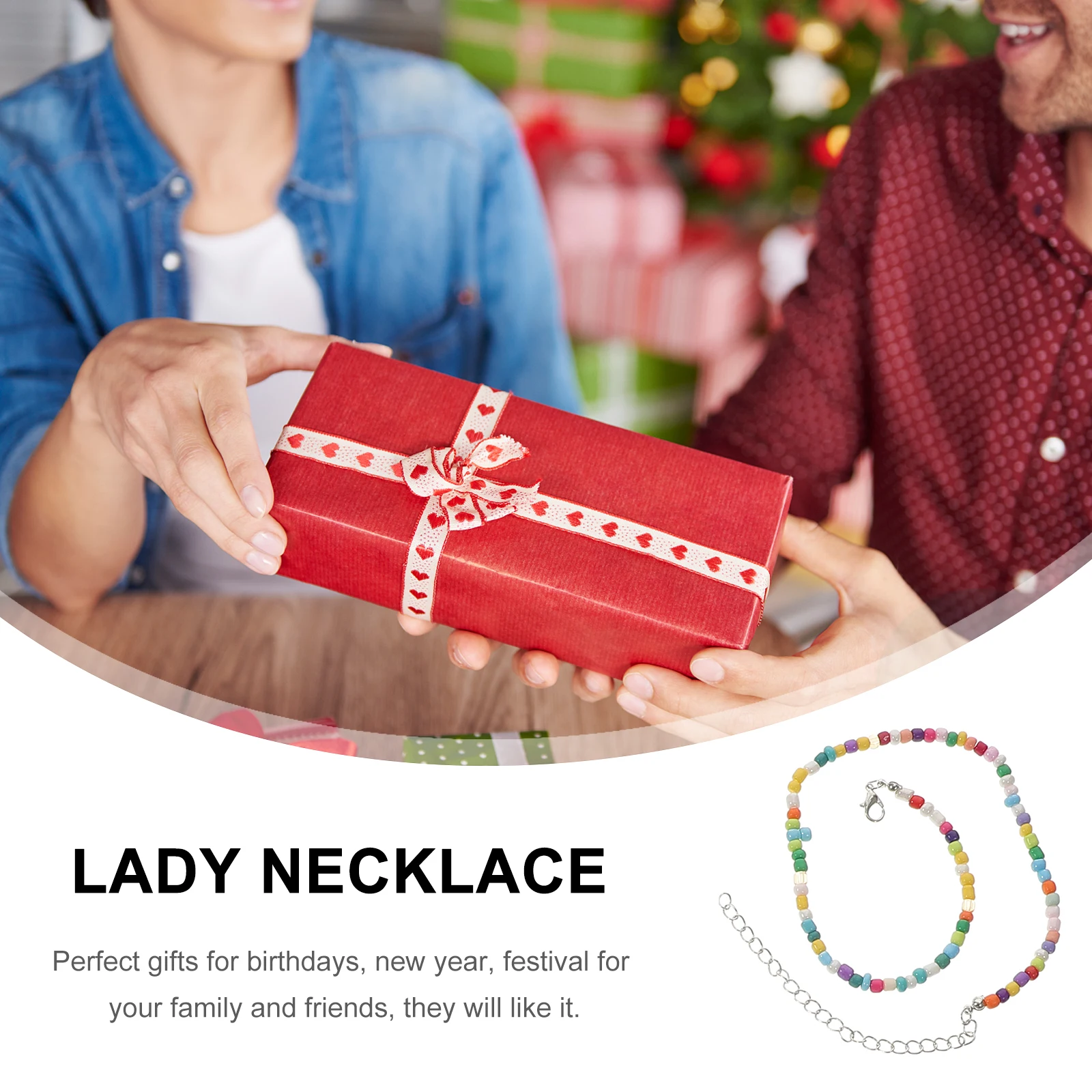 

8Pcs Colorful Beaded Necklaces Lightweight Safe Decorative Long Lasting Women Gifts Fashion Matching Dress Styles Necklace