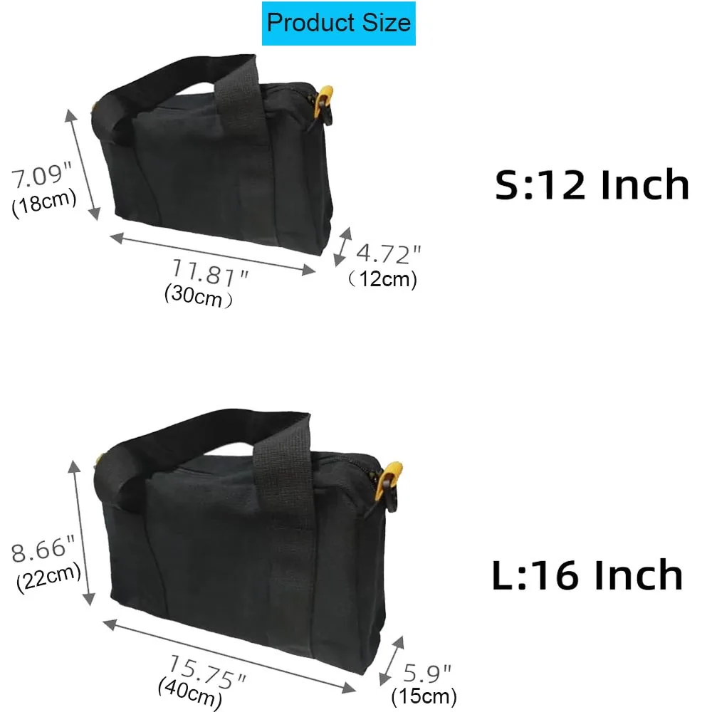 12 Inch Wide Mouth Tool Bag, Canvas Tool Bag, Heavy Duty Tool Storage Bag，Power Tool Organizer Pouch, Tool Bags for Men