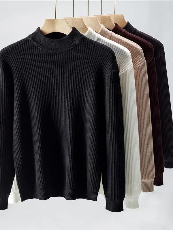 

Мужской вязаный свитер с воротником-стойкой (полувысокий воротник) Весна 2026: универсальный базовый слой, модная и стильная нижняя рубашка