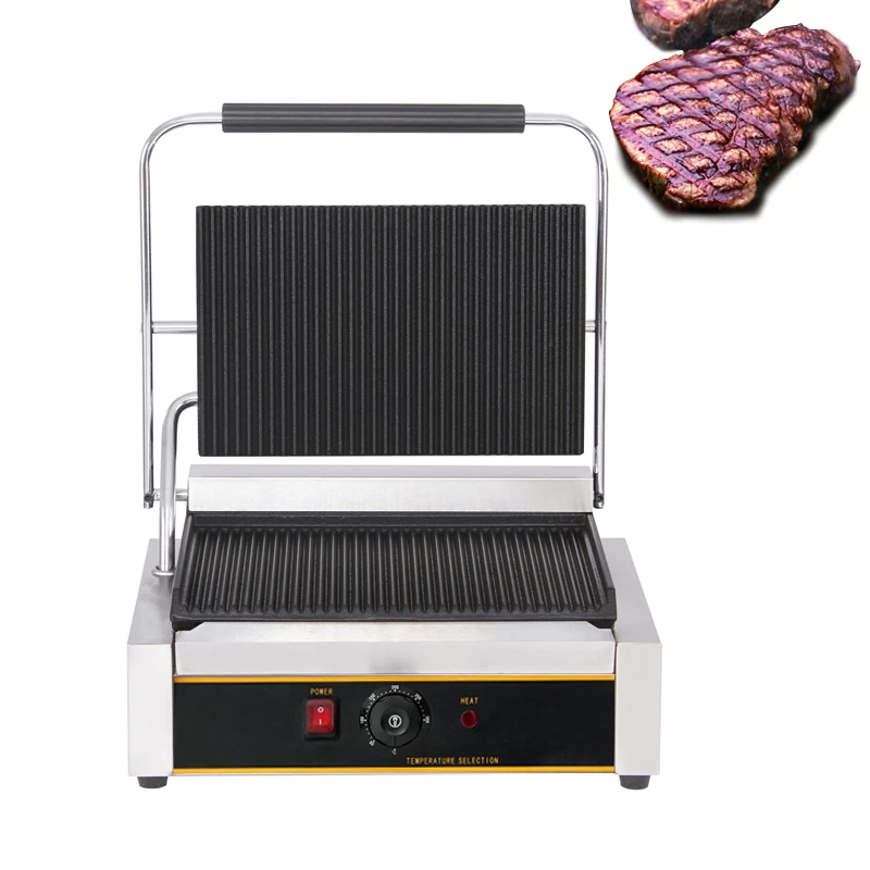 

220V/2200W Non-stick Commercial Single Plate Steak Sandwich Toaster Machine Electric Griddle Grill Electric Contact Grill