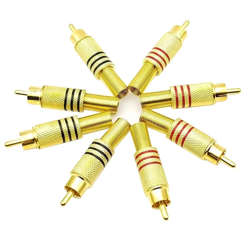 5/20/100PCS Red Black RCA Male Metal Spring Jack Plug Connector AV Plugs For PC Audio Vedio Welding DIY Parts Gold