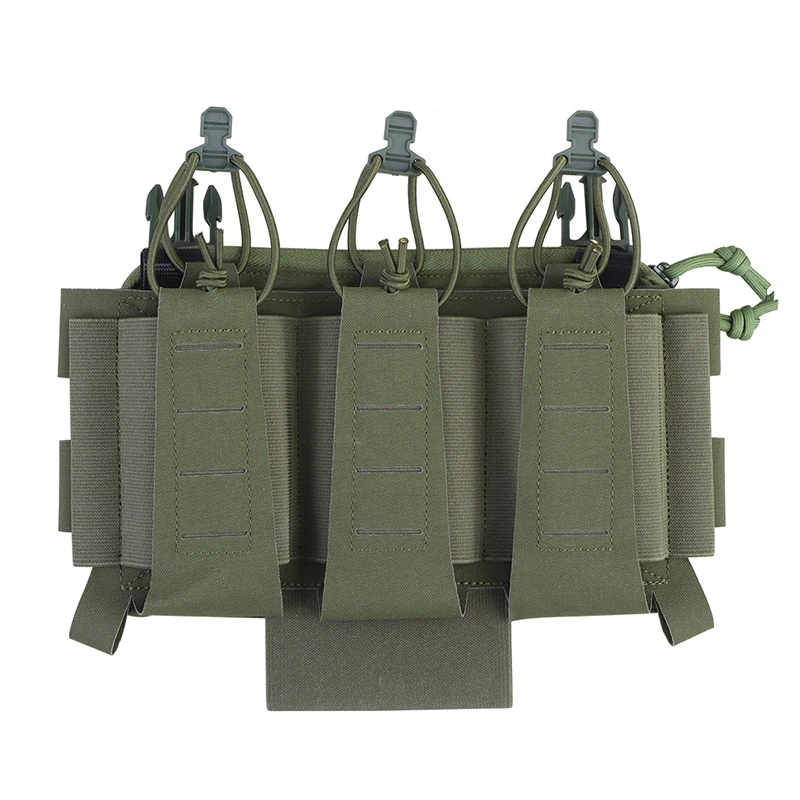 Tactical Triple 5.56 Magazine Pouch con supporto per laccio emostatico pannello frontale elastico accessori per gilet da caccia regolabili Airsoft