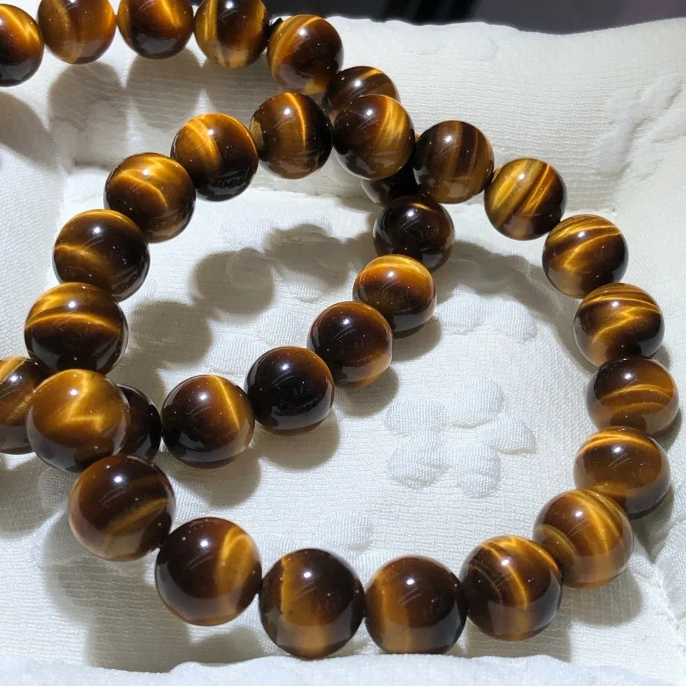 Hot Sale Natural Golden Tiger Eye Stone 10mm Bracelet Elastic Stretch Healing Energy Gemstone Unisex Jewelry