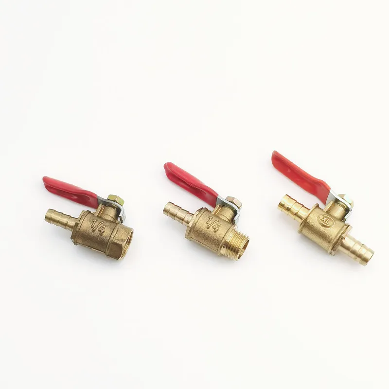 Valve6mm-12mm Hose Barb Inline Brass Water Oil Air Gas Fuel Line Shutoff Ball Valve Pipe Fittings Pneumatic Connector Controller