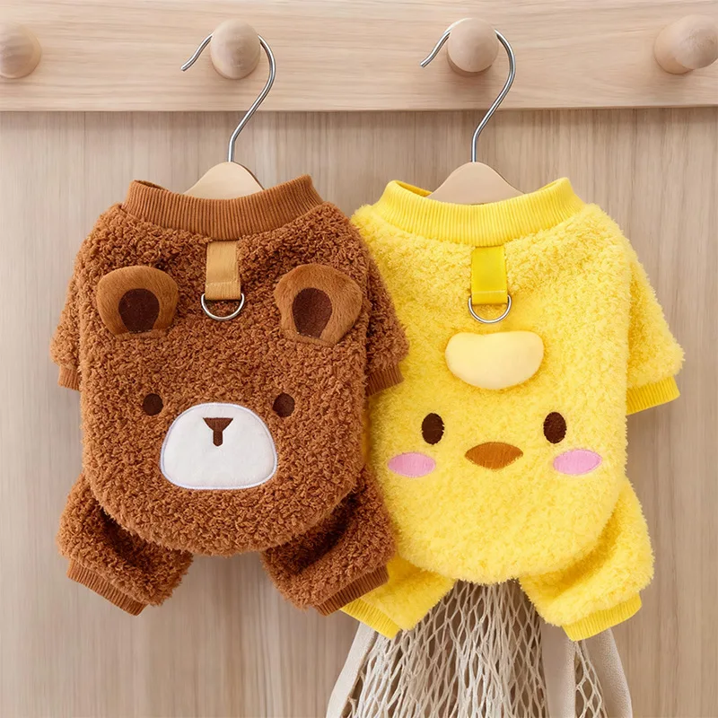 

Thick and Warm Fleece Jackets for Pets in Autumn and Winter, and Round-neck Hoodies for Cats and Dogs That Can Be Pulled