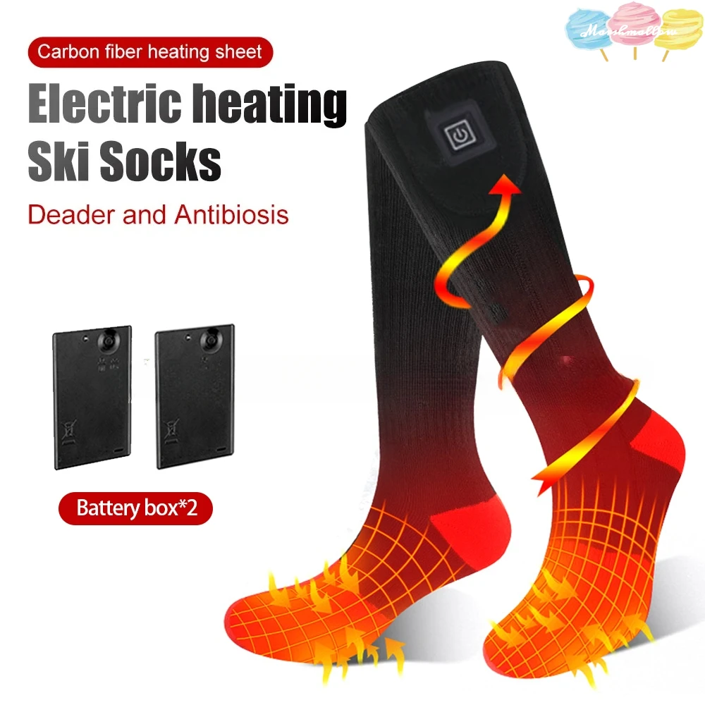 Heated Socks Winter Warm Snowmobile Skiing Heated Socks with Battery Case Outdoor Sport Thermal Heated Foot Warmer Ski Sports