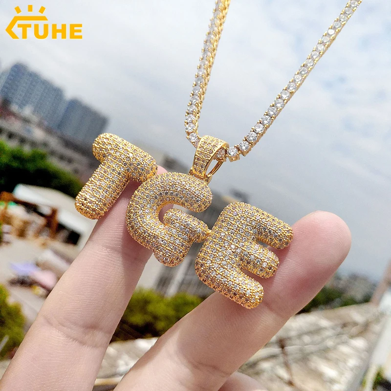 Hiphop Custom Letter Name Necklace Pendant For Men Hip Hop Jewelry Iced Out Personalized Cubic Zircon Charms Pendant Gift