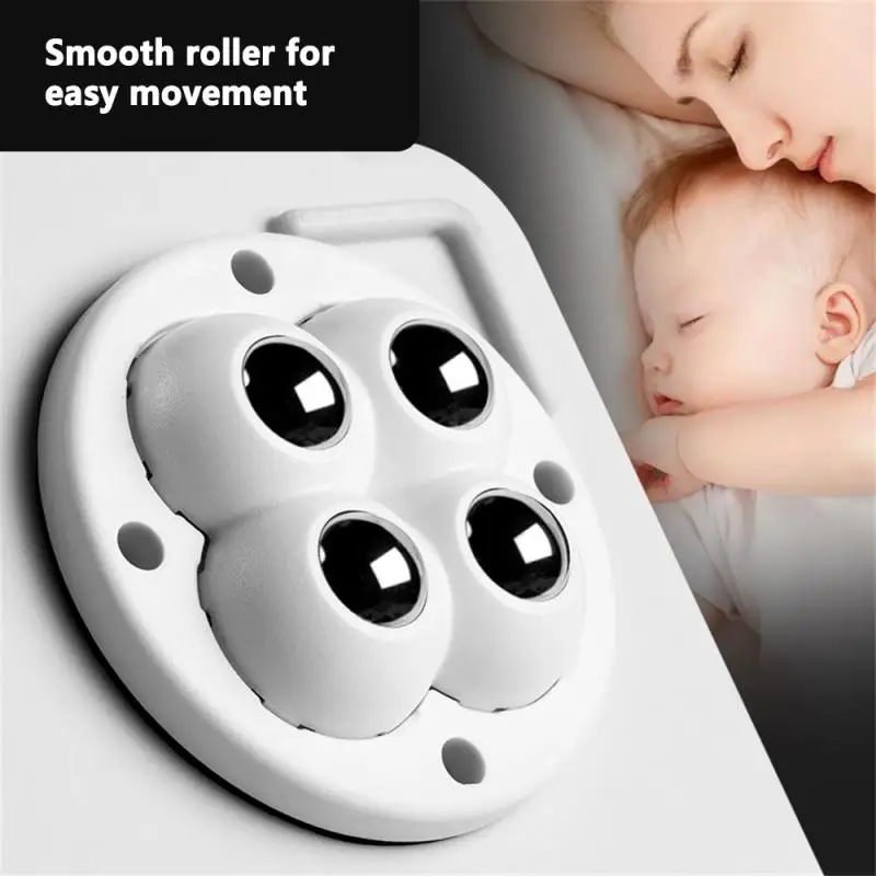 4pcs Mute Ball Universal Wheel 4 Beads Self Adhesive Type Furniture Storage Box Moving Base 360° Rotation Pulley Firm And Stable