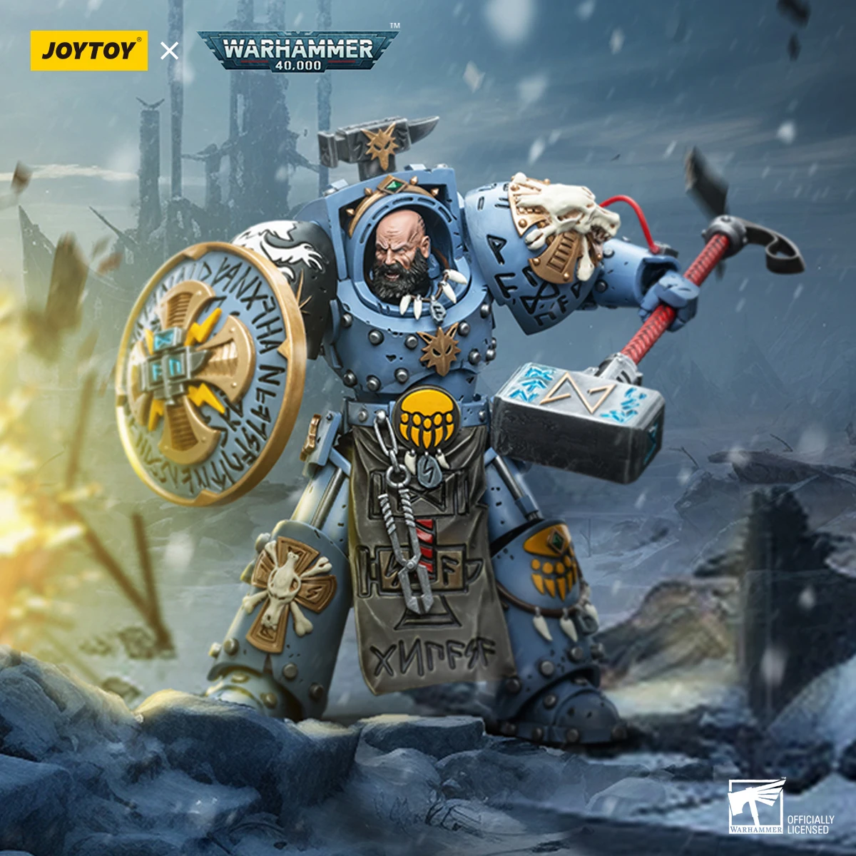 JOYTOY Warhammer 40K 1/18 Actie Figuur Space Wolves Arjac Rockfist Anime figuren Speelgoedmodel