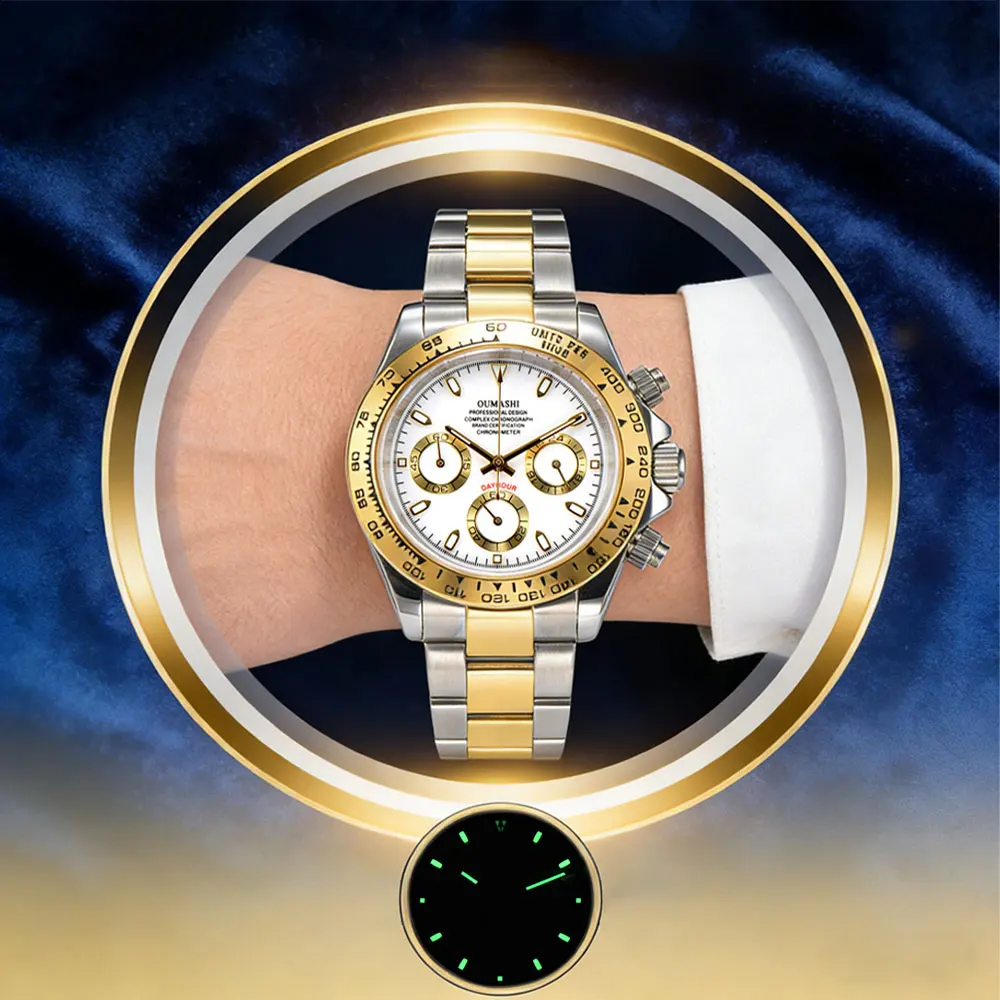 Luxury Sports Men's wristwatch Sapphire Glass 316L stainless steel waterproof for men's custom watches with VK63 watch movement