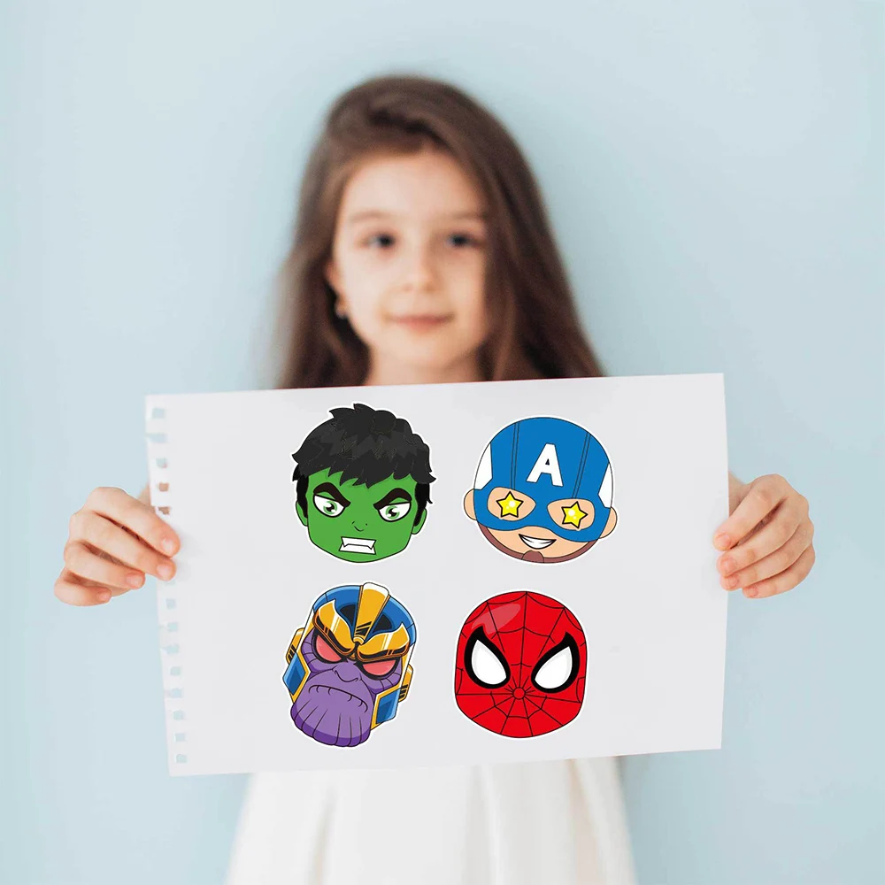 8/16Sheets Disney Marvel Avengers Superhero Puzzle Stickers for Kids Toys Anime Make-a-Face DIY Game Assemble Jigsaw Party Gifts