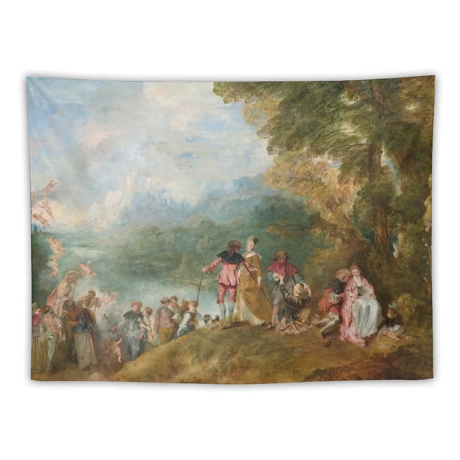 Pilgrimage to Cythera, so-called The Embarkation for Cythera - Antoine Watteau Tapestry Wallpaper Bedroom Bedroom Decor Tapestry