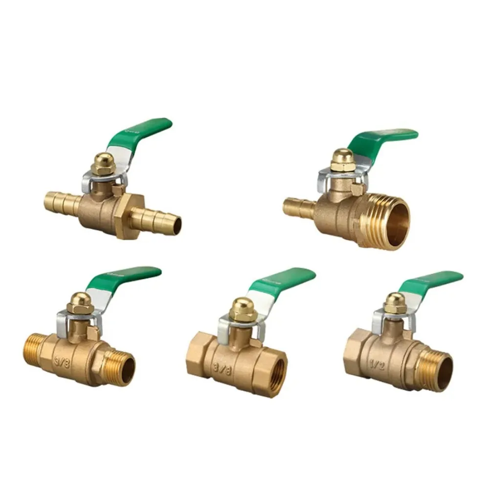 Thickened Copper Ball Valve 1/4 3/8 1/8 1/2 3/4 BSPT Female Male Thread Barb 8/10/12mm For Water Pipe Switch Heating Valve