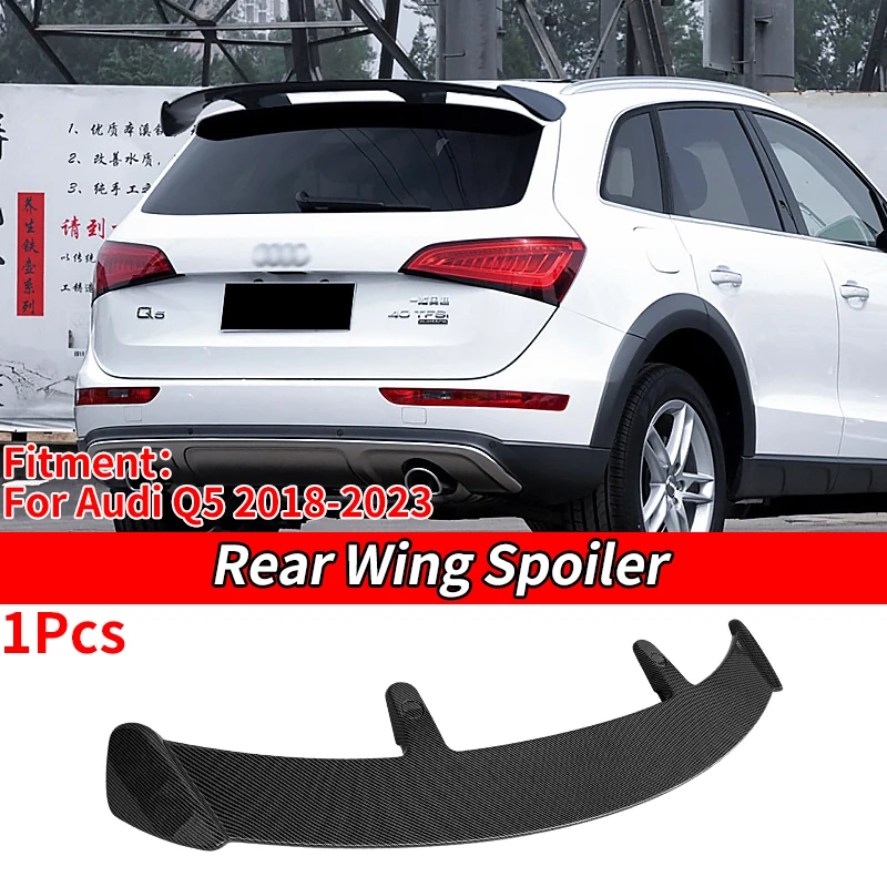 High Quality Real Dry Carbon Fiber Look Car Rear Trunk Spoiler Lip Boot Wing Lip Extension Accessories For Audi Q5 2018-2023