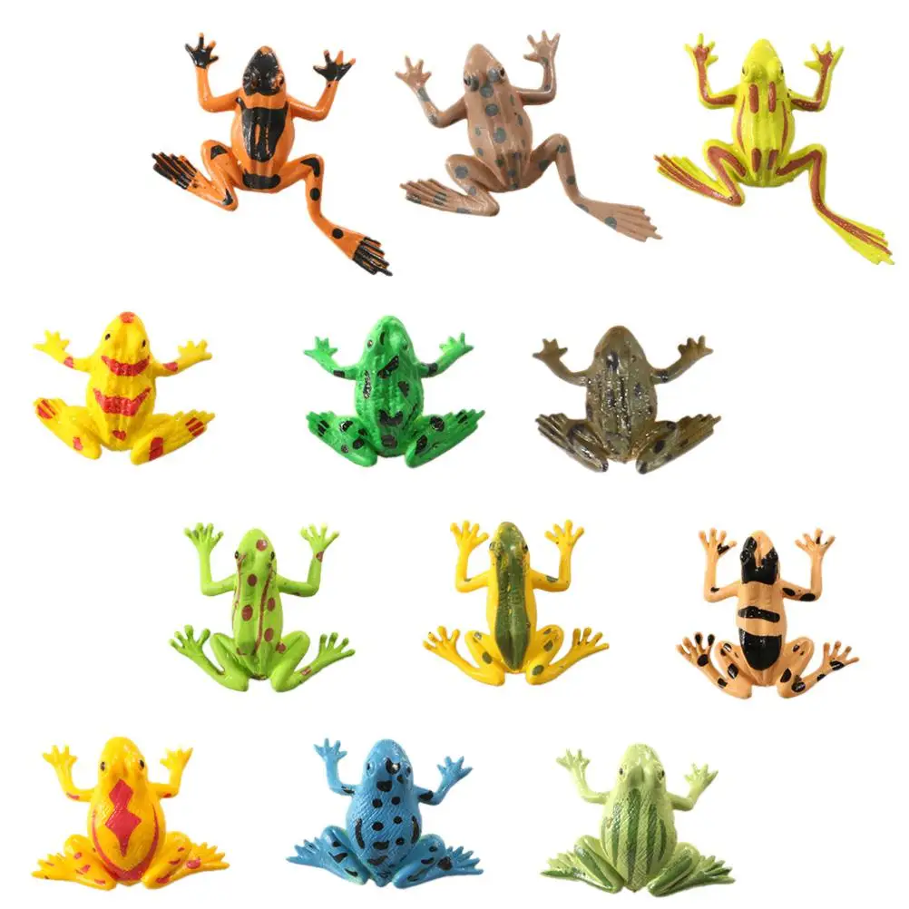 

24 Pcs Simulation Animal Model Mini Toys nament Realistic Color PVC Material Frog Design Display Models Indoor Decor