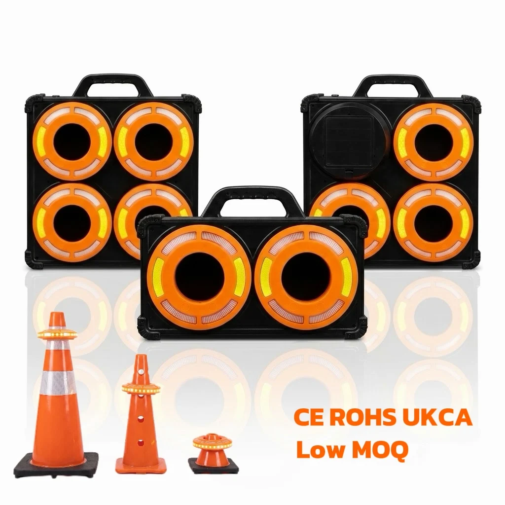 CE Synchronized Traffic Cone Light Beacon Warning Commander Strobe Signal Obstruction LED Safety Light for Road Work Emergency
