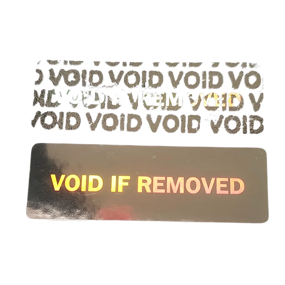 ختم هولوجرام فضي ، ملصق أمان واضح للتلاعب ، مانع للإزالة ، ختم مانع للتزوير ، باطل إذا تمت إزالته ، 33 × 11 ، #2