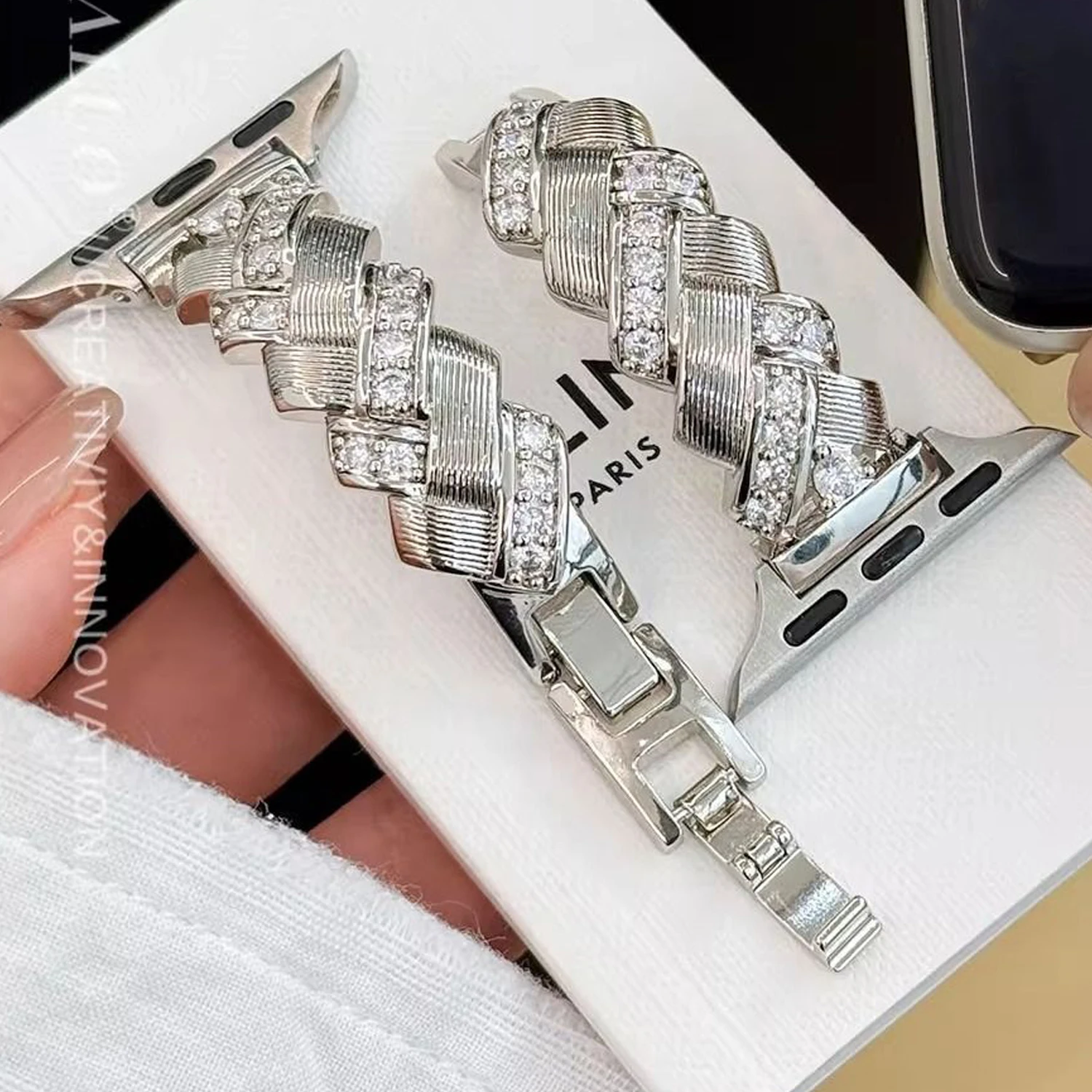 Damen-Armband für Apple Watch Diamant-Armband Metallband für iWatch Series 10 9 8 7 SE Ultra 49mm 42mm 46mm 41mm 38mm 40mm 45mm