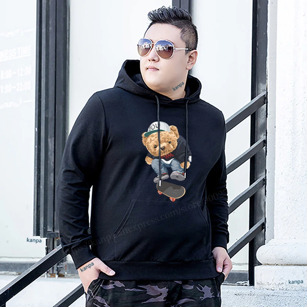 

Sweatshirts Hiphop Streetwear Hoodie Harajuku Cartoon soldier bear pattern print Sweatshirt Men Oversized Hoodies streetwear